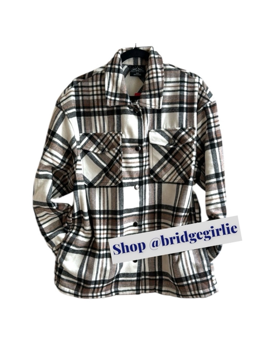 HFX Womens Shirt Jacket Shacket Plaid Front Pockets